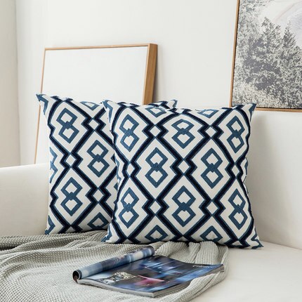 
                      
                        Classic Navy Blue & White Embroidered Throw Pillow Covers
                      
                    