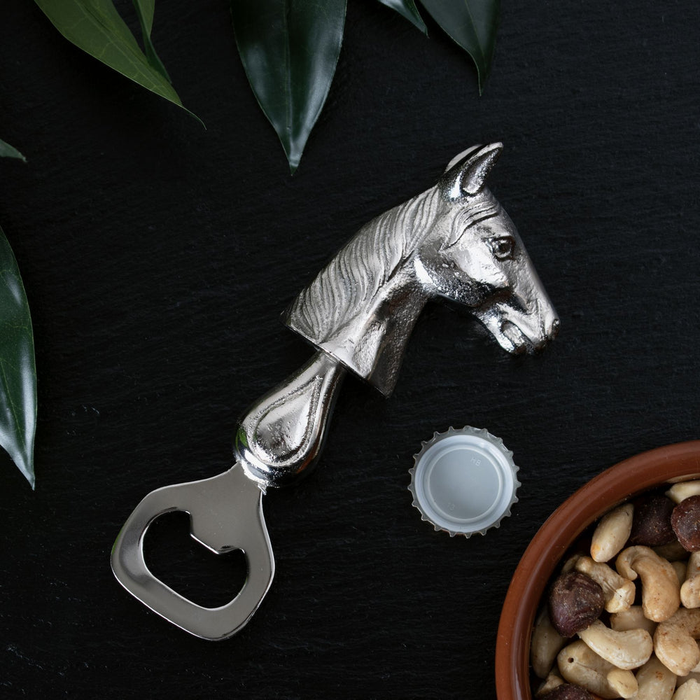 Bouchon de bouteille cheval en nickel argenté