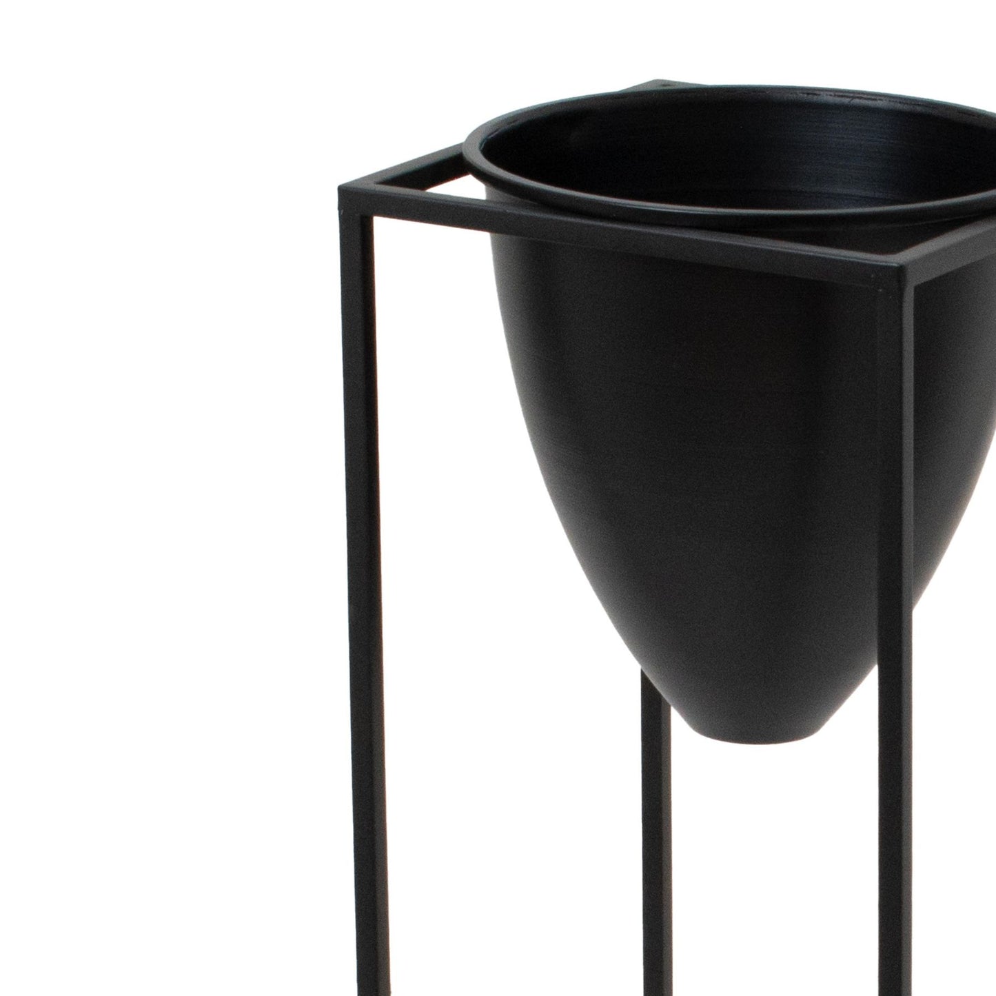 Grande jardinière Bullet noire mate sur cadre noir