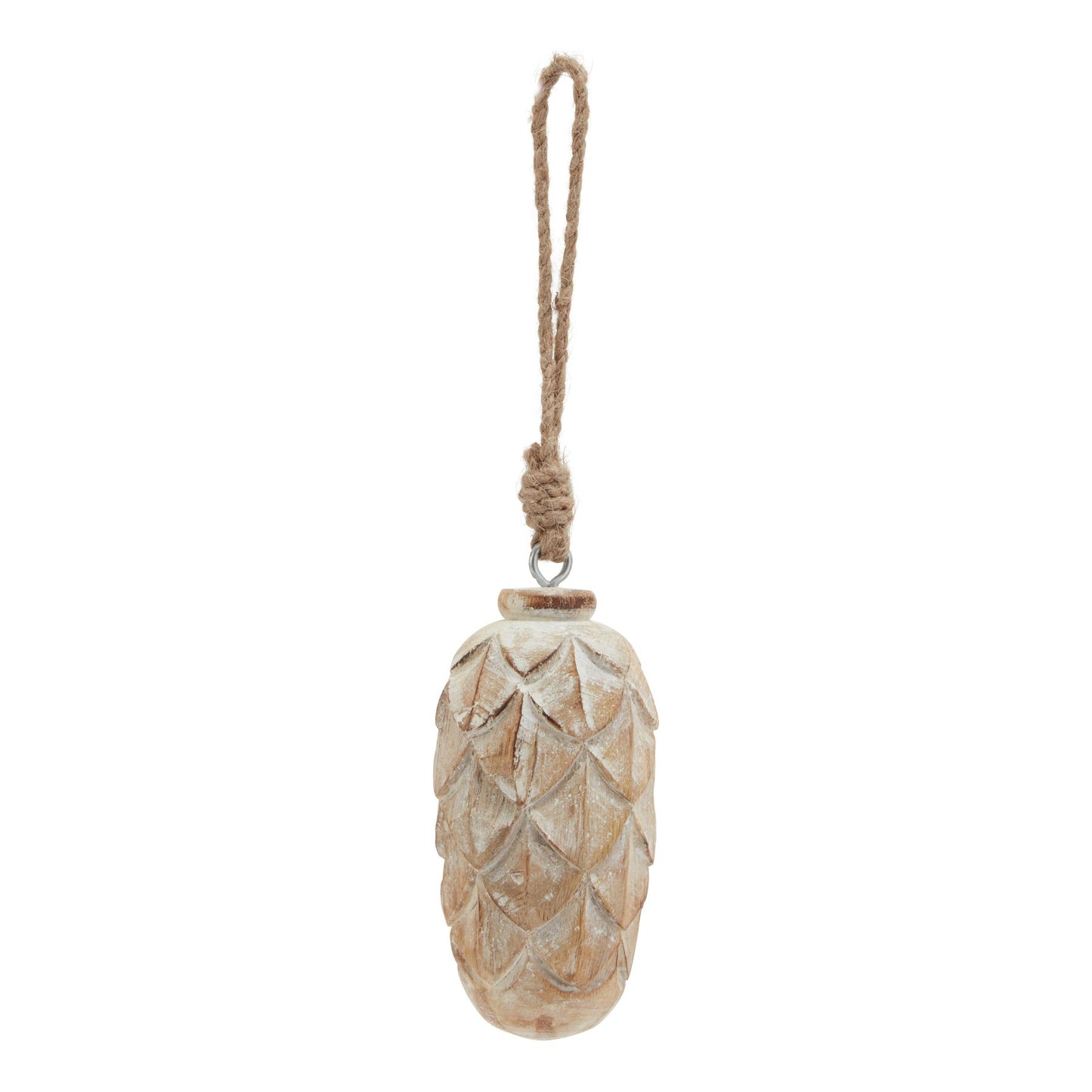 Antique White Wash Pine Cone Bauble