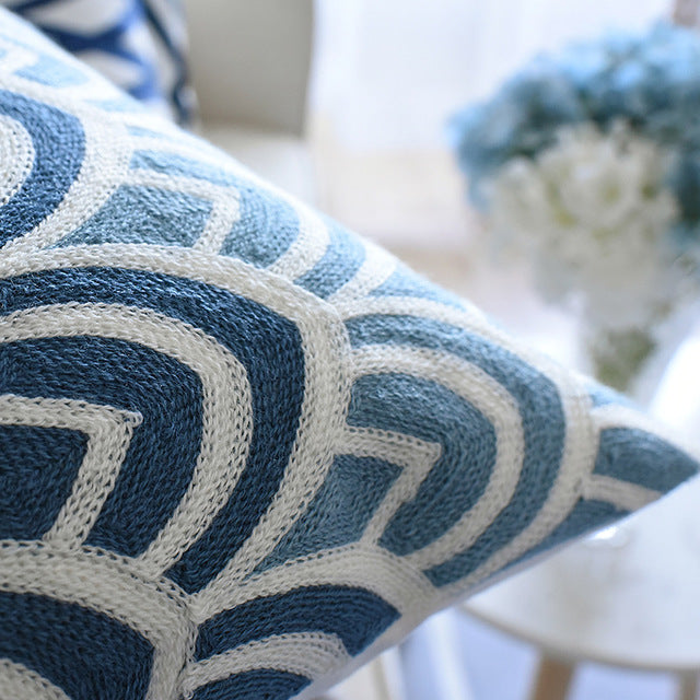 
                      
                        Classic Navy Blue & White Embroidered Throw Pillow Covers
                      
                    