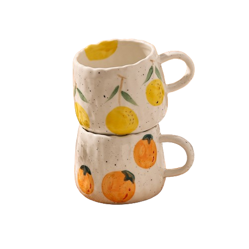 Hand Painted Ceramic Fruit Mugs