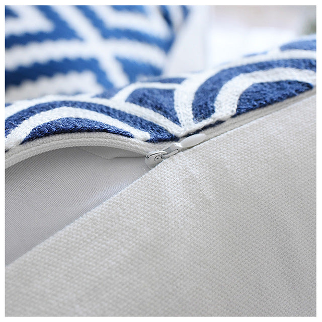 
                      
                        Classic Navy Blue & White Embroidered Throw Pillow Covers
                      
                    