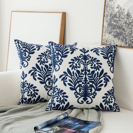 
                      
                        Classic Navy Blue & White Embroidered Throw Pillow Covers
                      
                    