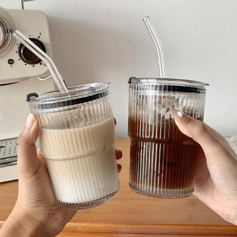 
                      
                        Wind Stripe Glass Coffee Mug With Lid & Straw
                      
                    