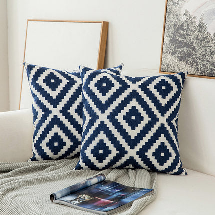 
                      
                        Classic Navy Blue & White Embroidered Throw Pillow Covers
                      
                    