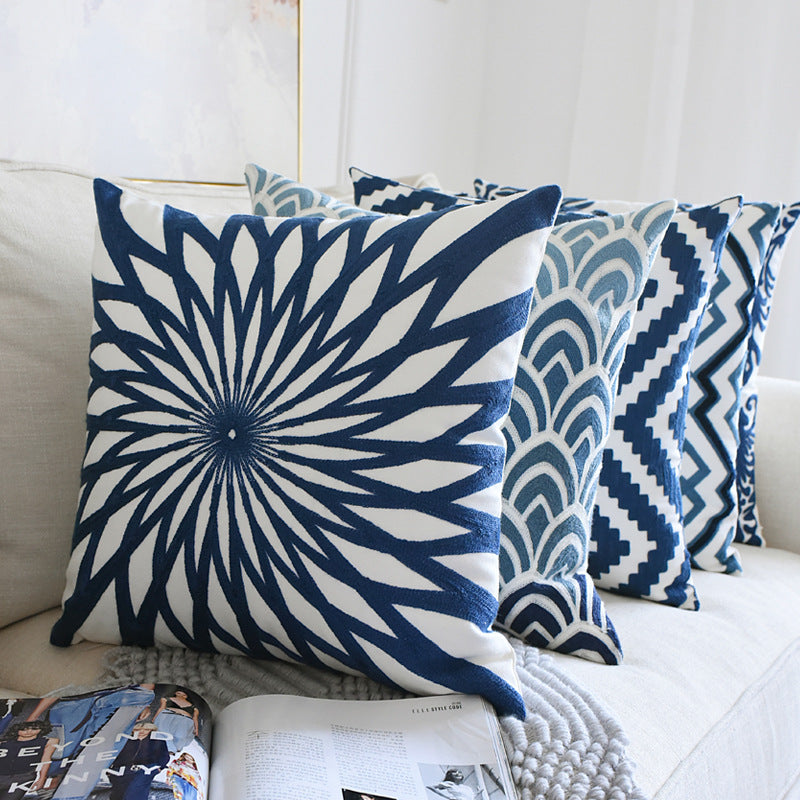 
                      
                        Classic Navy Blue & White Embroidered Throw Pillow Covers
                      
                    