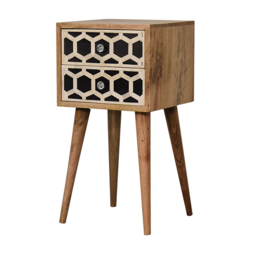 
                      
                        Mini Bone Inlay 2 Drawer Bedside Table
                      
                    