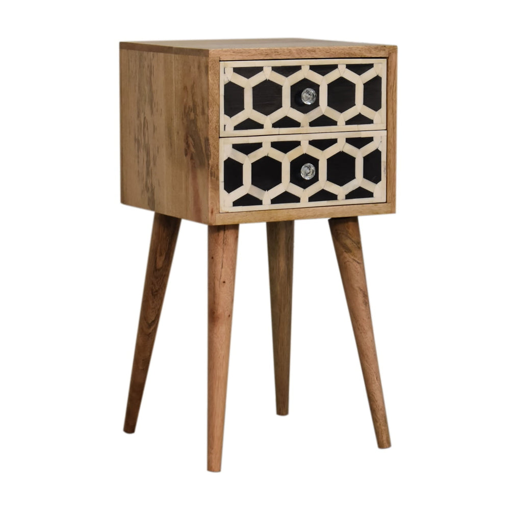 
                      
                        Mini Bone Inlay 2 Drawer Bedside Table
                      
                    