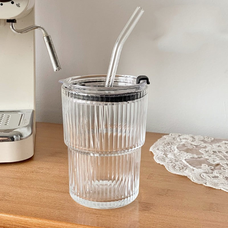 
                      
                        Wind Stripe Glass Coffee Mug With Lid & Straw
                      
                    