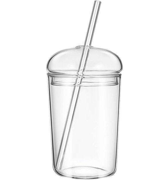 
                      
                        16oz Reusable Glass Set with Dome Lid and Straw—Heat & Freeze Resistant -
                      
                    