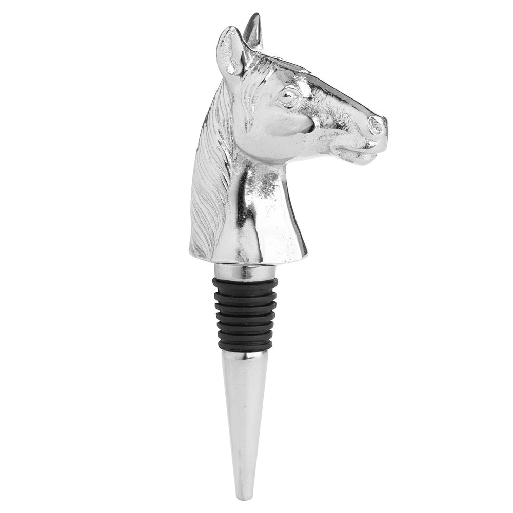 Bouchon de bouteille cheval en nickel argenté