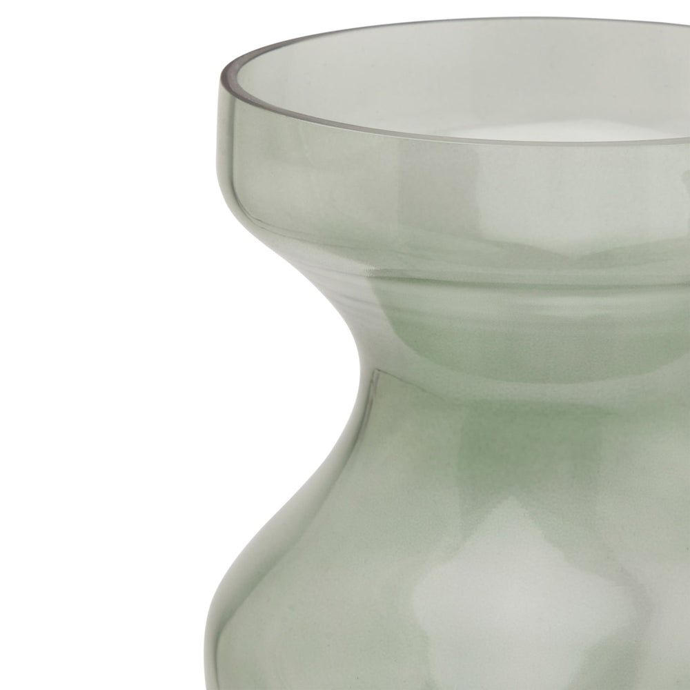 Smoked Sage Glass  Fluted Vase