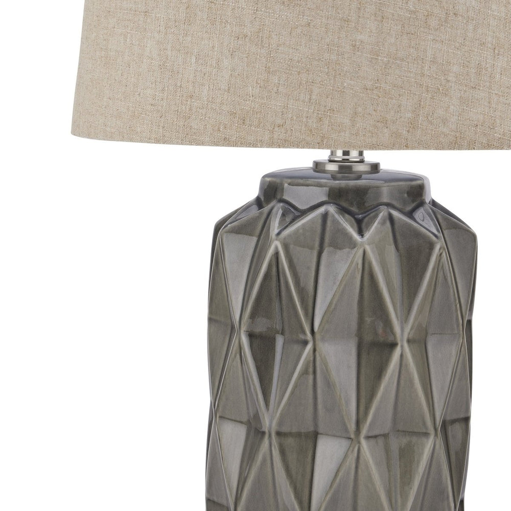 
                      
                        Acantho Grey Ceramic Lamp With Linen Shade -
                      
                    