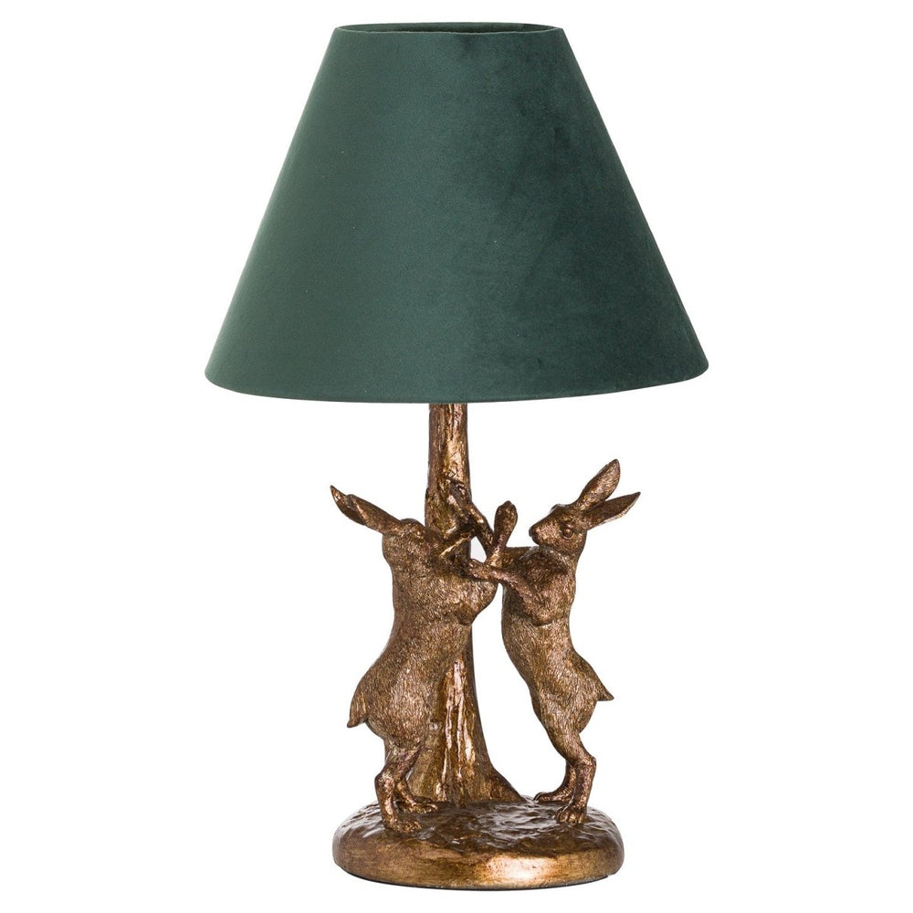 
                      
                        Antique Gold Marching Hares Lamp With Green Velvet Shade - Lighting
                      
                    