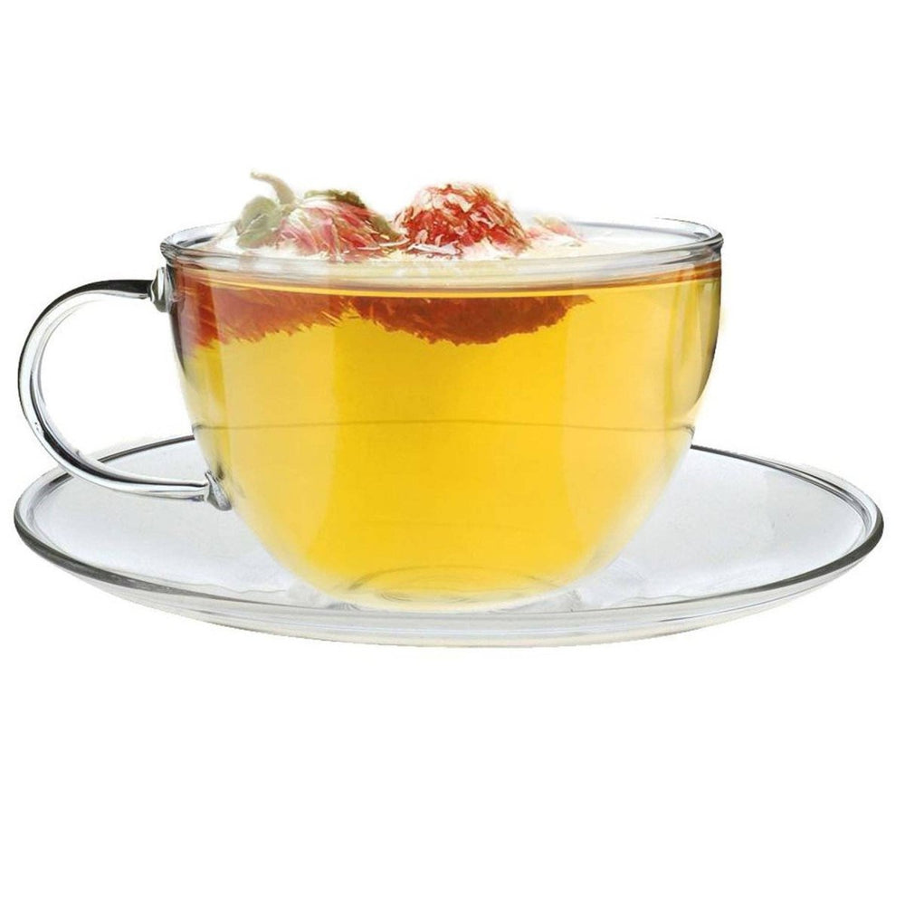 
                      
                        Argon Tableware Maximus: Modern Glass Cup and Saucer Set -
                      
                    