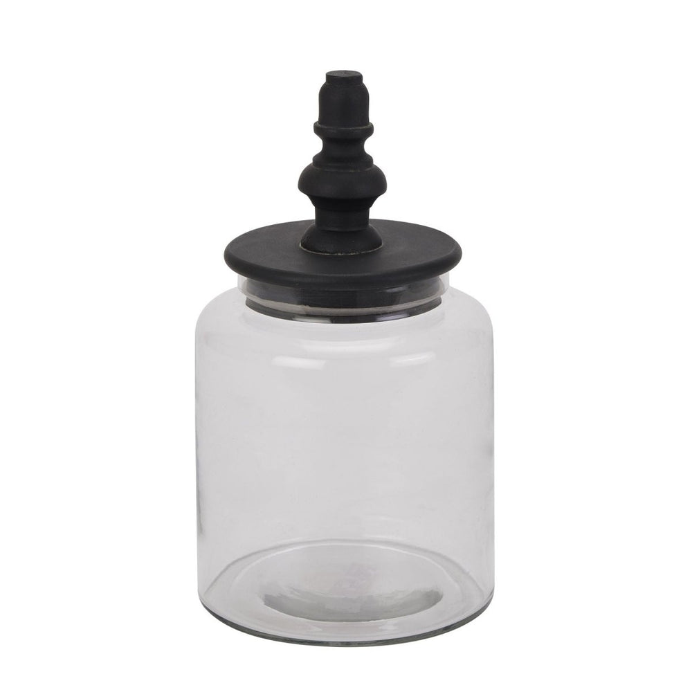 
                      
                        Black Finial Glass Canister -
                      
                    