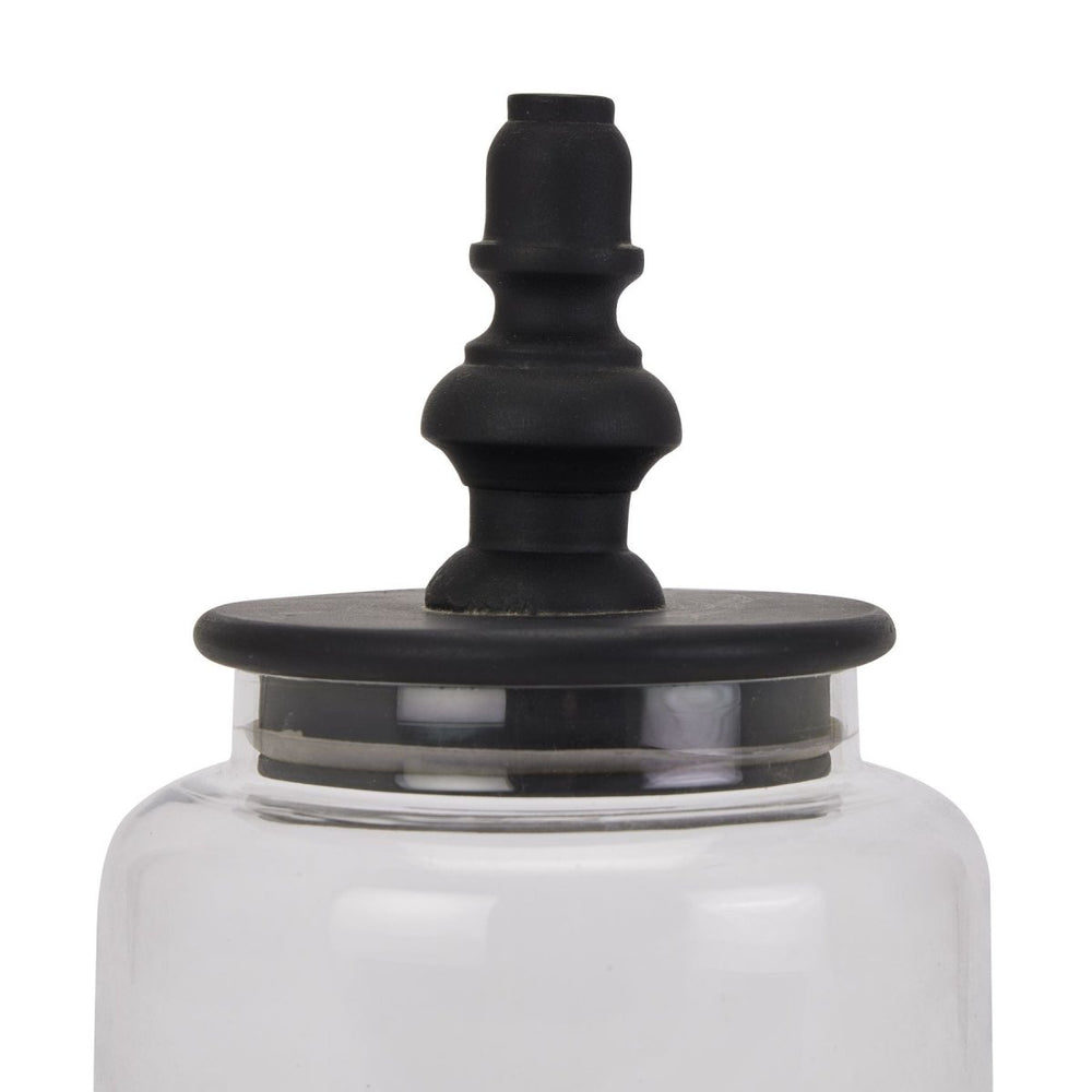 
                      
                        Black Finial Glass Canister -
                      
                    