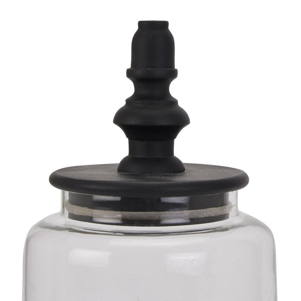 
                      
                        Black Finial Tall Glass Canister -
                      
                    