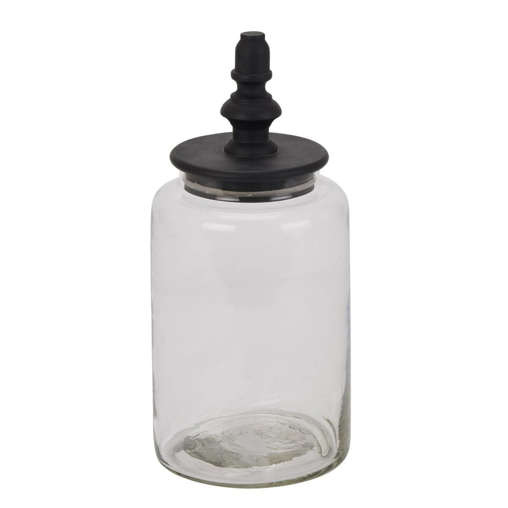 
                      
                        Black Finial Tall Glass Canister -
                      
                    