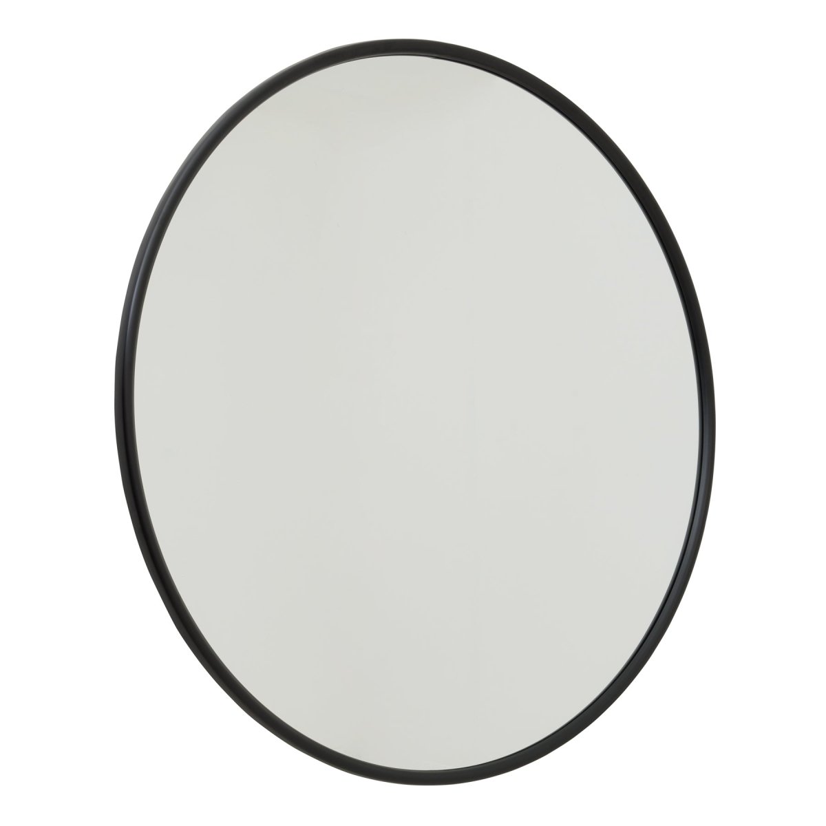 Black Large Circular Metal Wall Mirror -