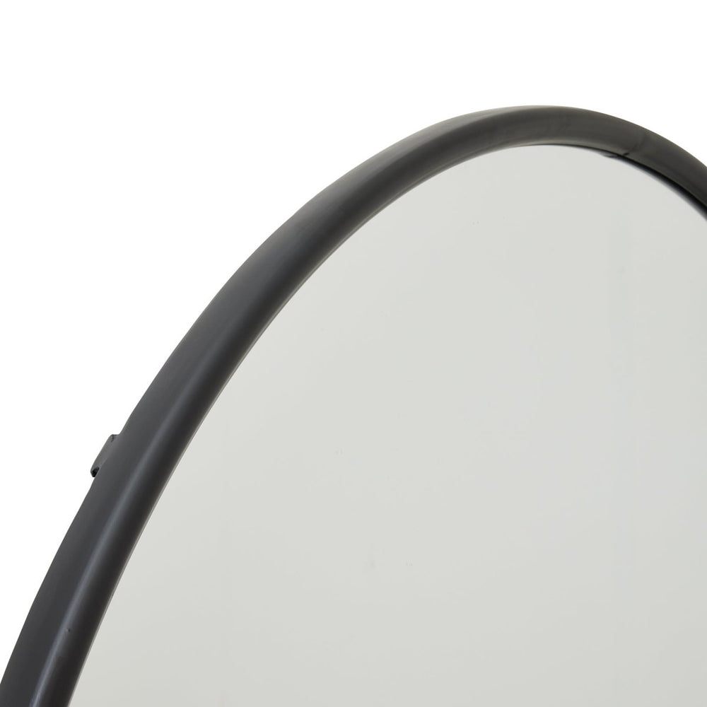 Black Large Circular Metal Wall Mirror -