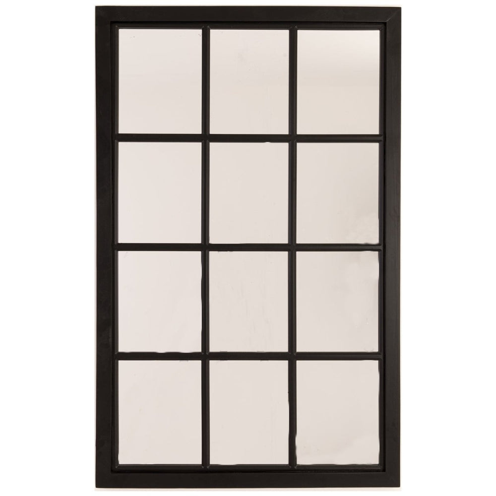 Black Wooden Window Mirror -