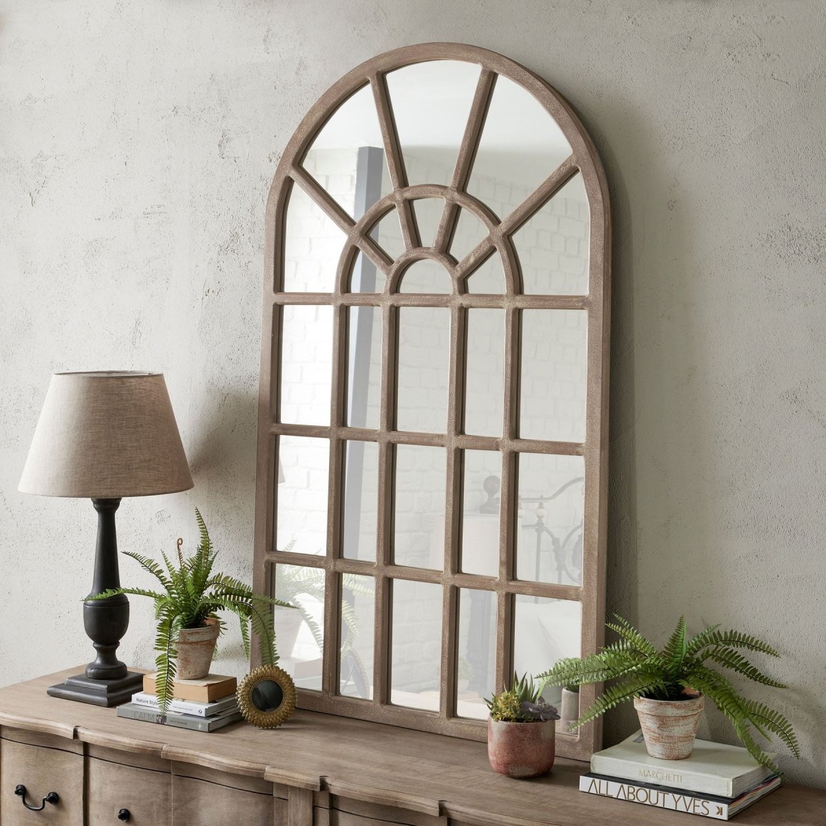 Copgrove Collection Arched Paned Wall Mirror -