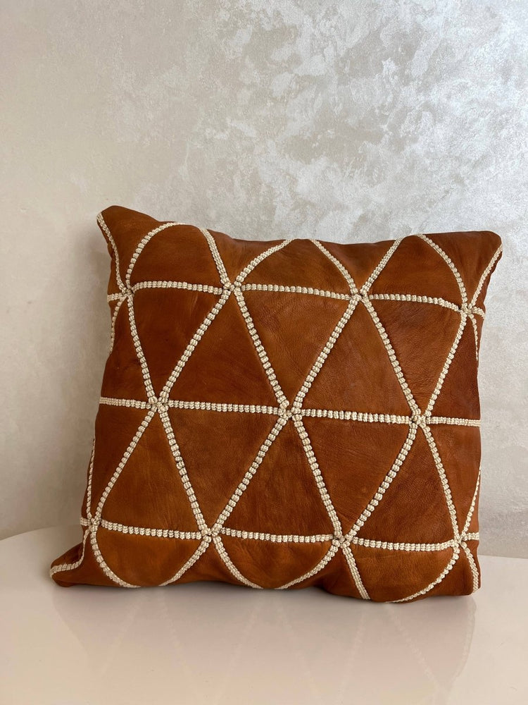 
                      
                        Genuine Leather Pillow Cover with Tessellated Pattern Stitching: Unparalleled Elegance and Comfort -
                      
                    