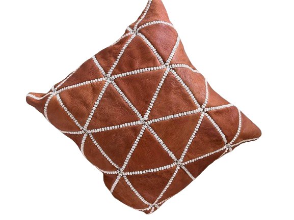 
                      
                        Genuine Leather Pillow Cover with Tessellated Pattern Stitching: Unparalleled Elegance and Comfort -
                      
                    