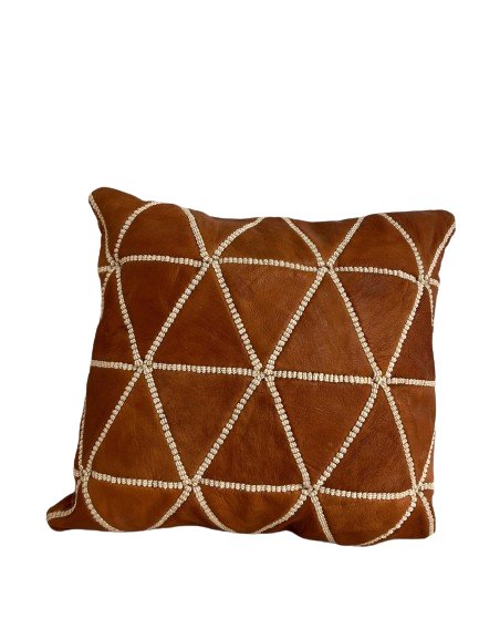 
                      
                        Genuine Leather Pillow Cover with Tessellated Pattern Stitching: Unparalleled Elegance and Comfort -
                      
                    