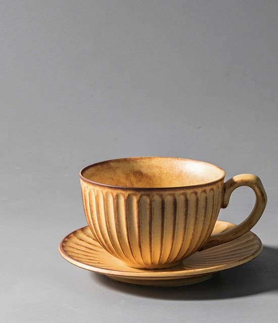 
                      
                        Gohobi Japanese Vintage: Handmade Stoneware Coffee Cup and Saucer Set -
                      
                    