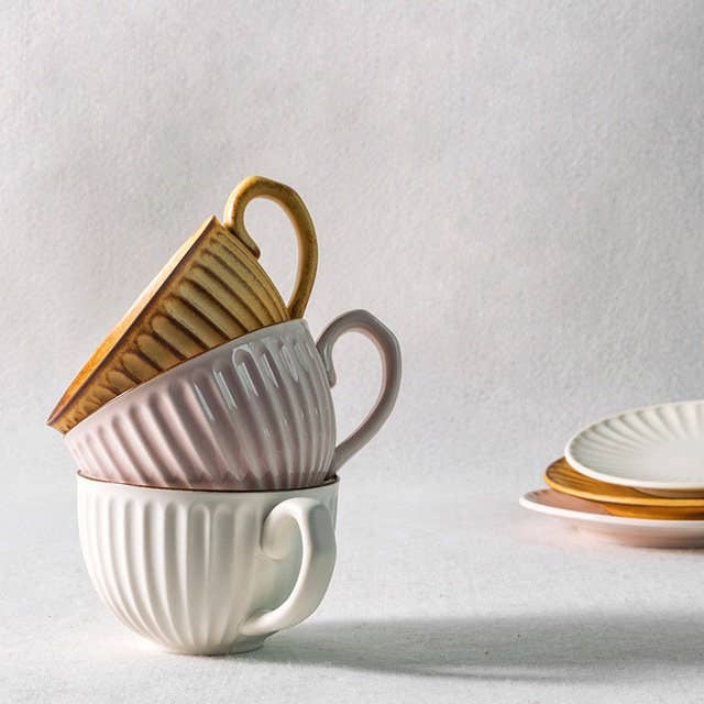 
                      
                        Gohobi Japanese Vintage: Handmade Stoneware Coffee Cup and Saucer Set -
                      
                    