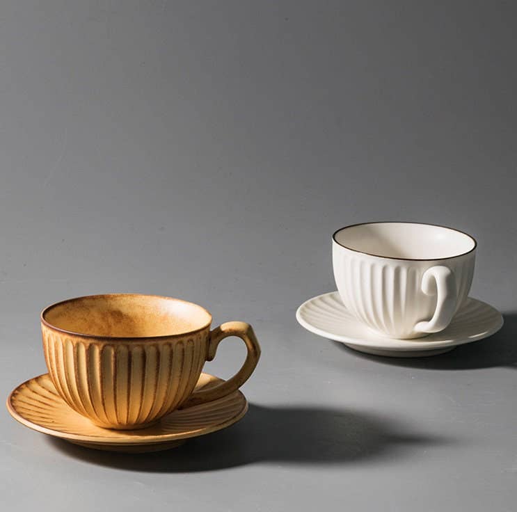 
                      
                        Gohobi Japanese Vintage: Handmade Stoneware Coffee Cup and Saucer Set -
                      
                    