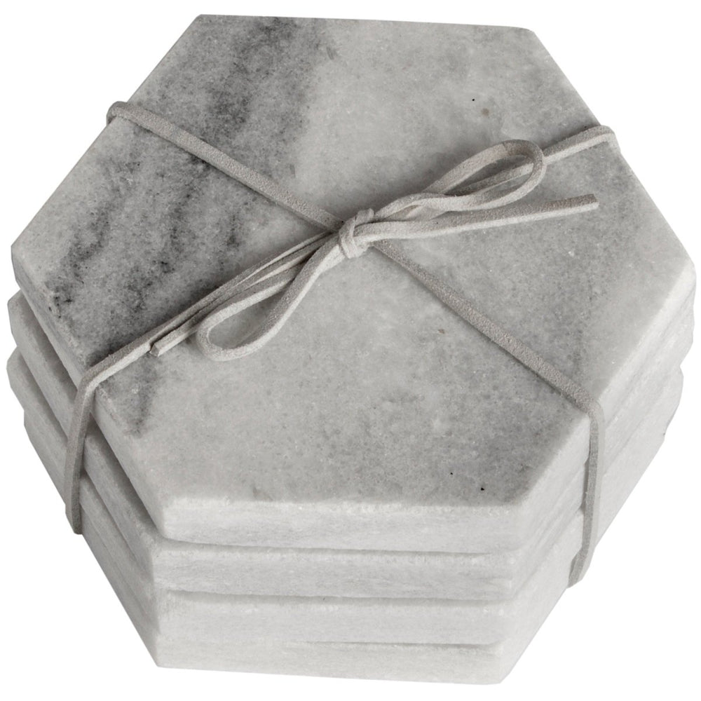 Grey Marble Hexagonal Coasters -