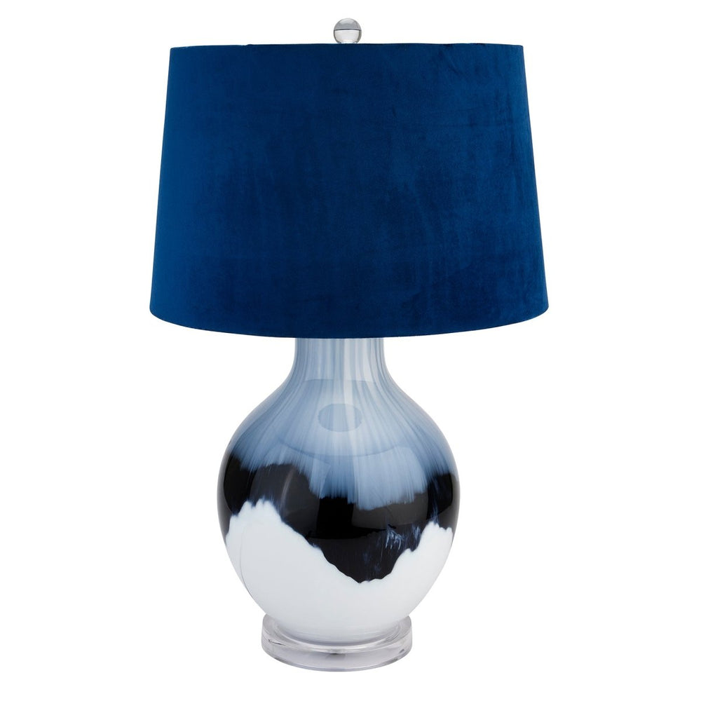 Ice Shadows Table Lamp With Navy Blue Lampshade -