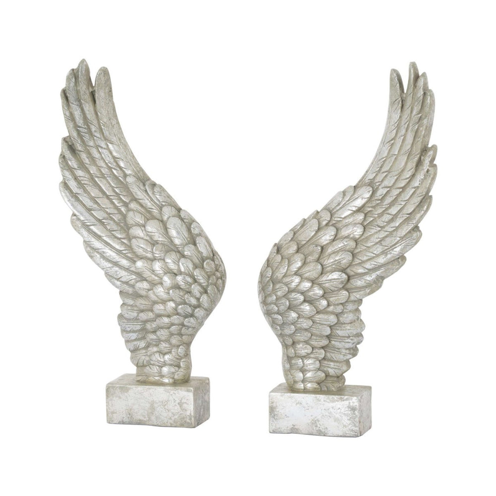 
                      
                        Large Freestanding Antique Silver Angel Wings Ornament -
                      
                    