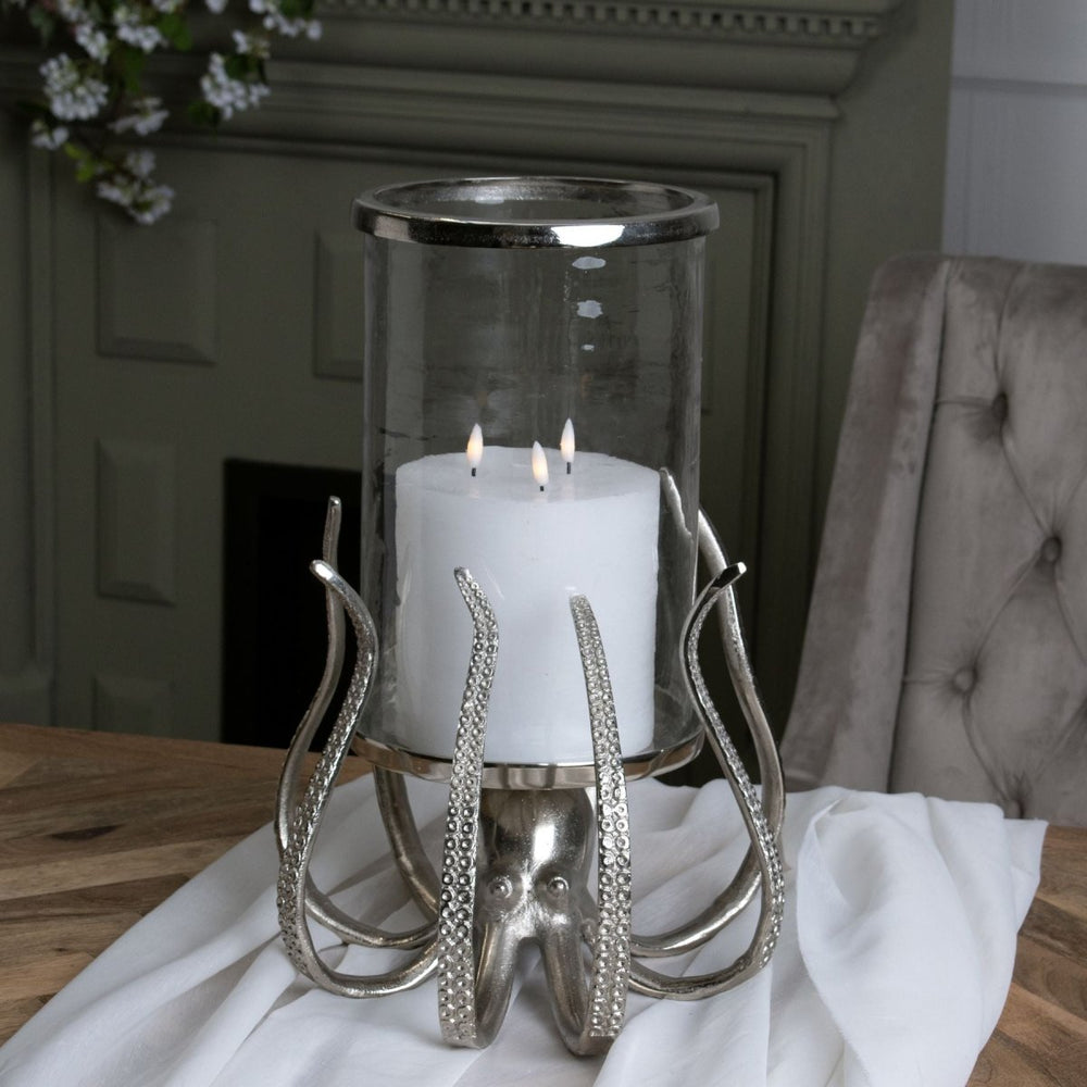 
                      
                        Large Silver Octopus Candle Hurricane Lantern -
                      
                    