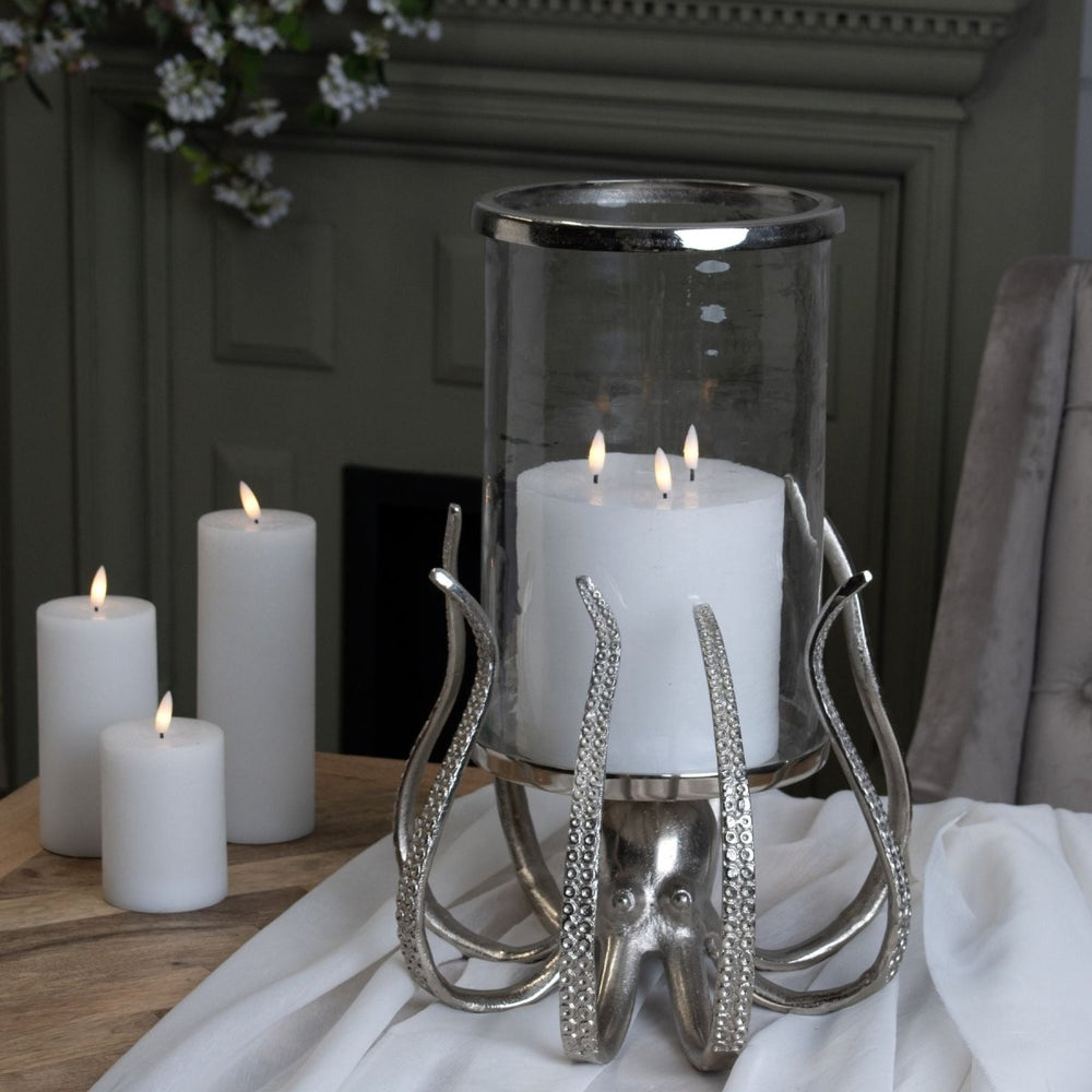 
                      
                        Large Silver Octopus Candle Hurricane Lantern -
                      
                    