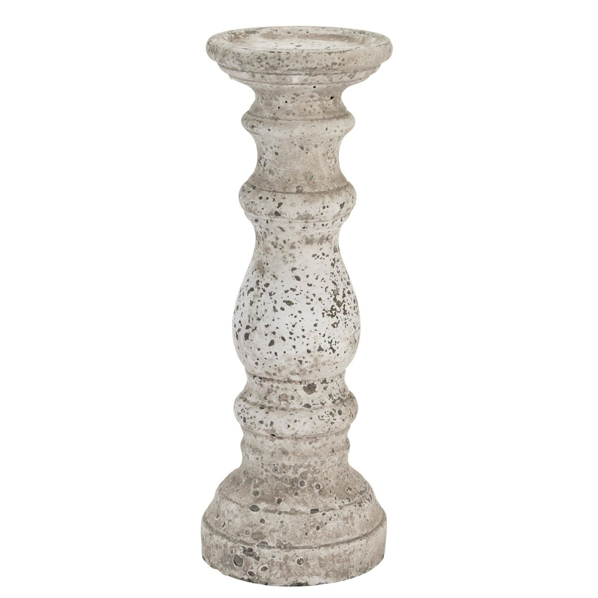 Large Stone Ceramic Column Candle Holder - Home Accents