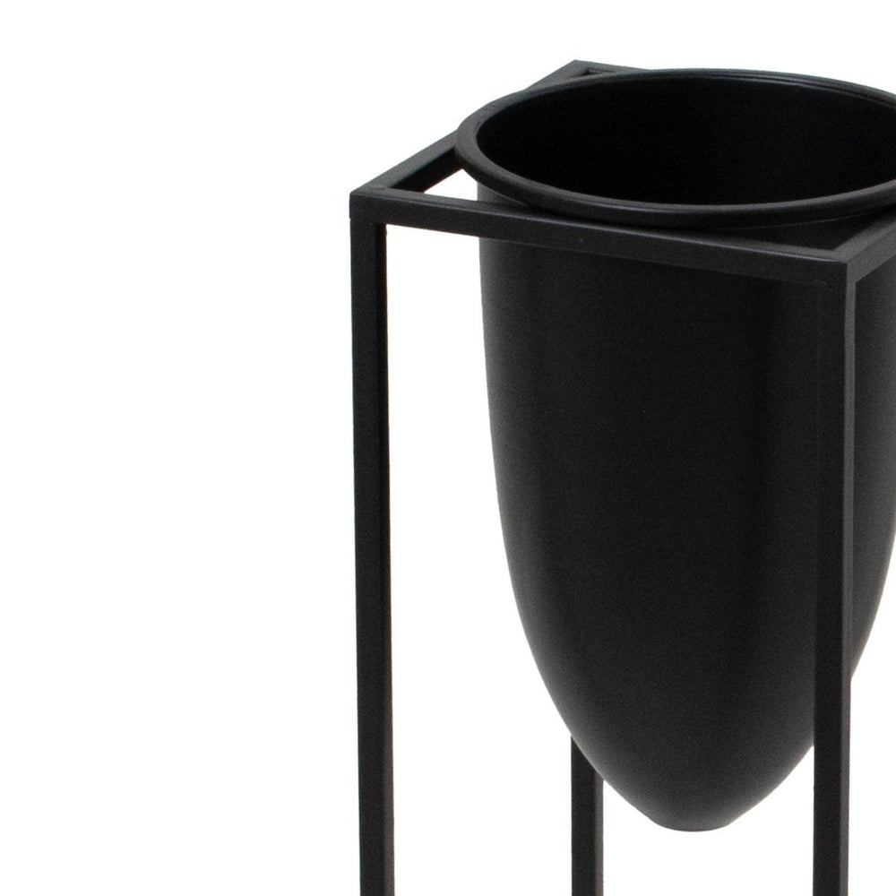 Matt Black Bullet Planter On Black Frame - Home Accents