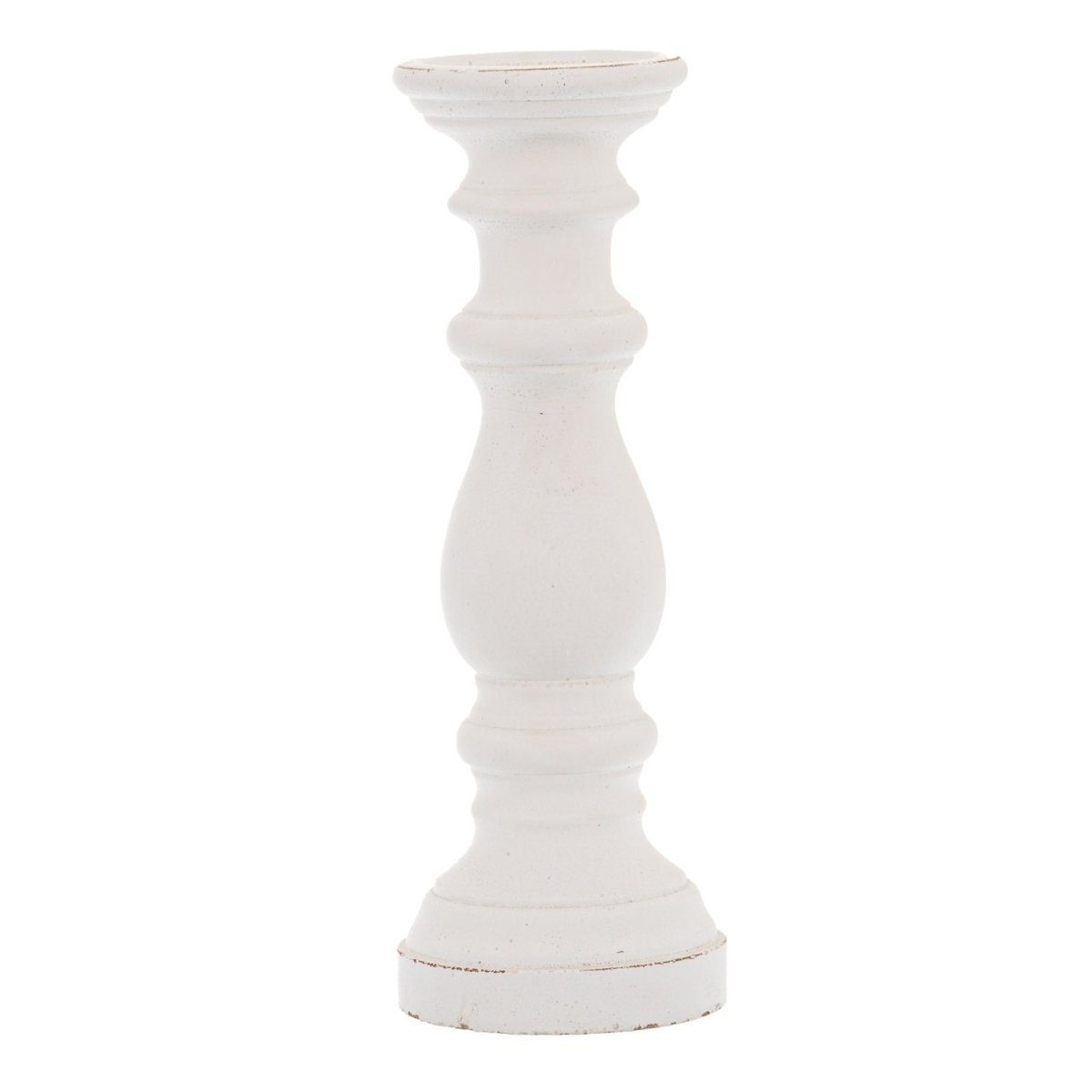 Matt White Ceramic Column Candle Holder - Home Accents