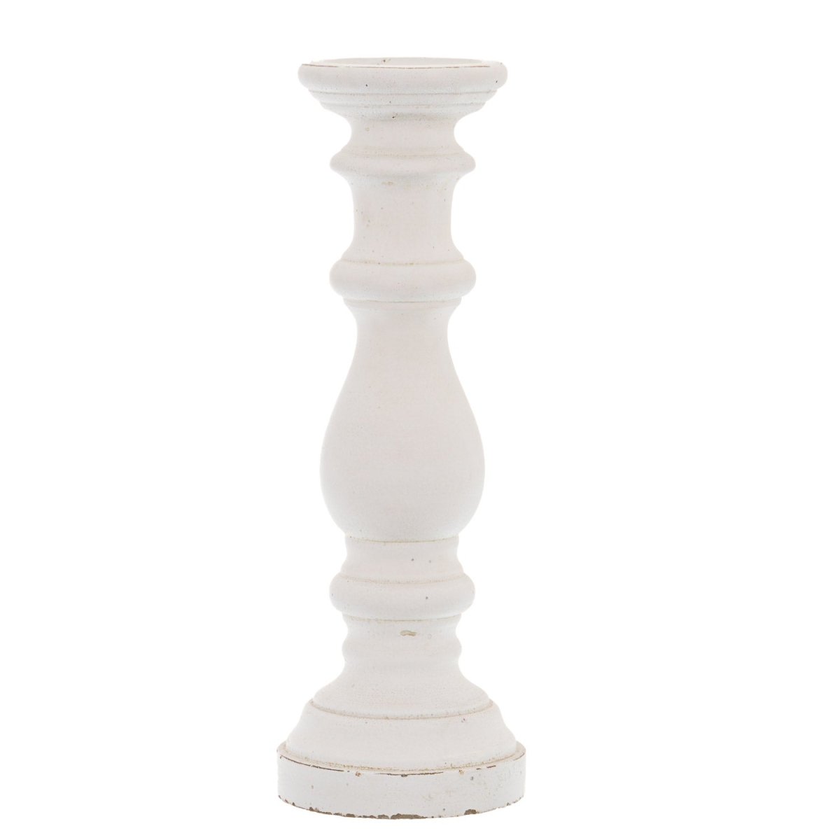 Matt White Large Ceramic Column Candle Holder - Home Accents