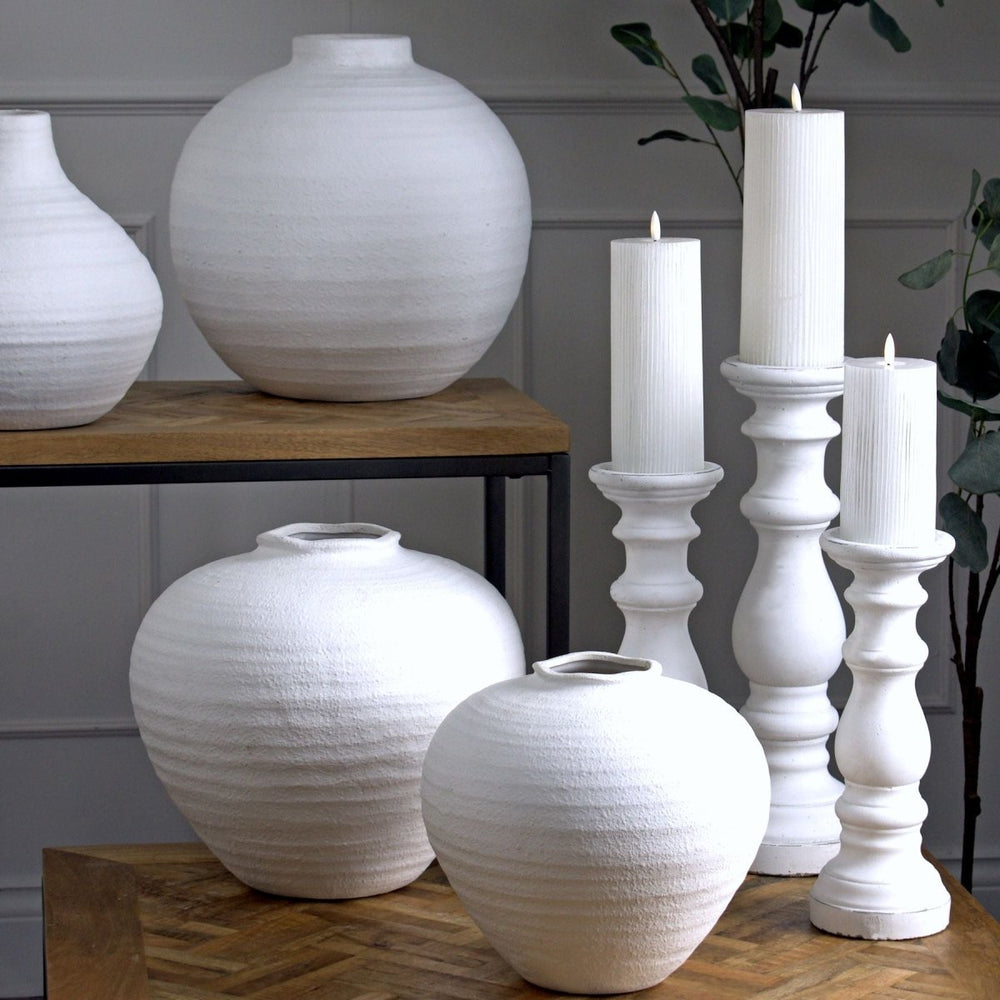 Regola Large Matt White Ceramic Vase - Home Accents