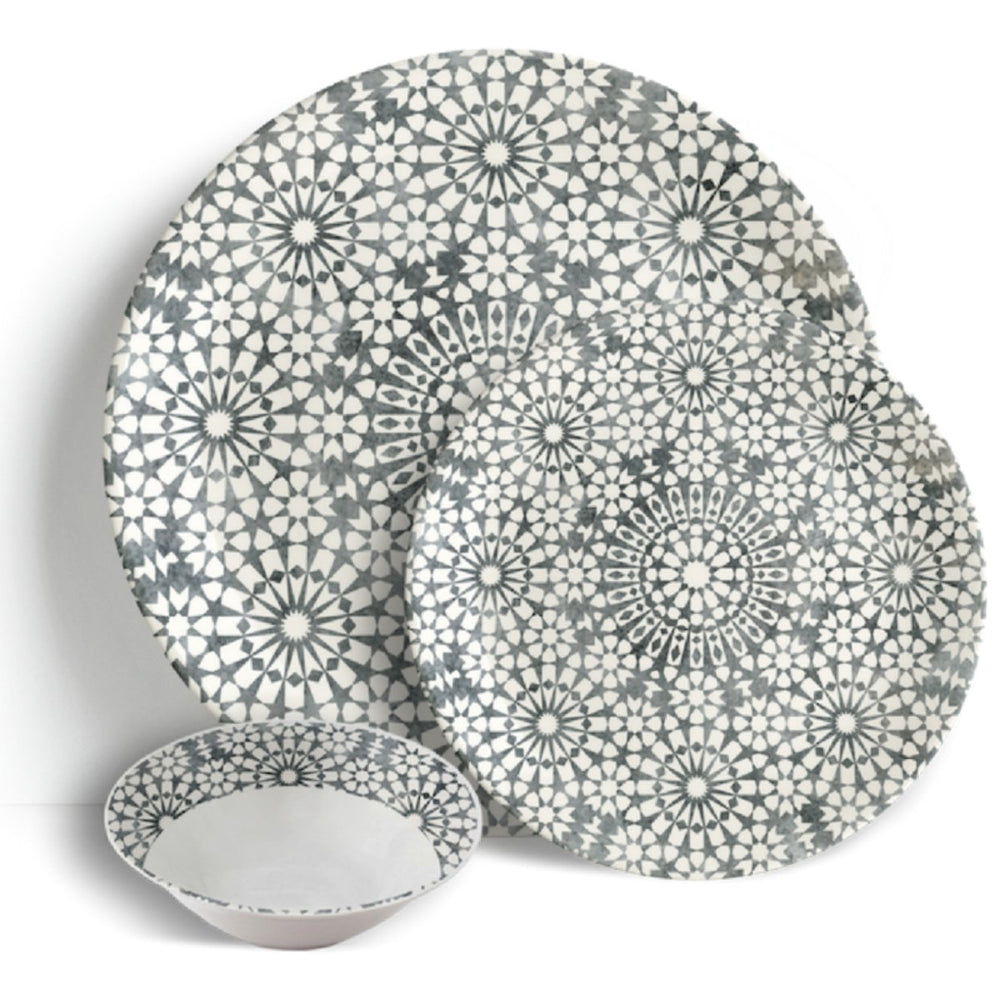 Roma Pebble: Elegant 18pc Dinner Set in Ceramic Porcelain China -