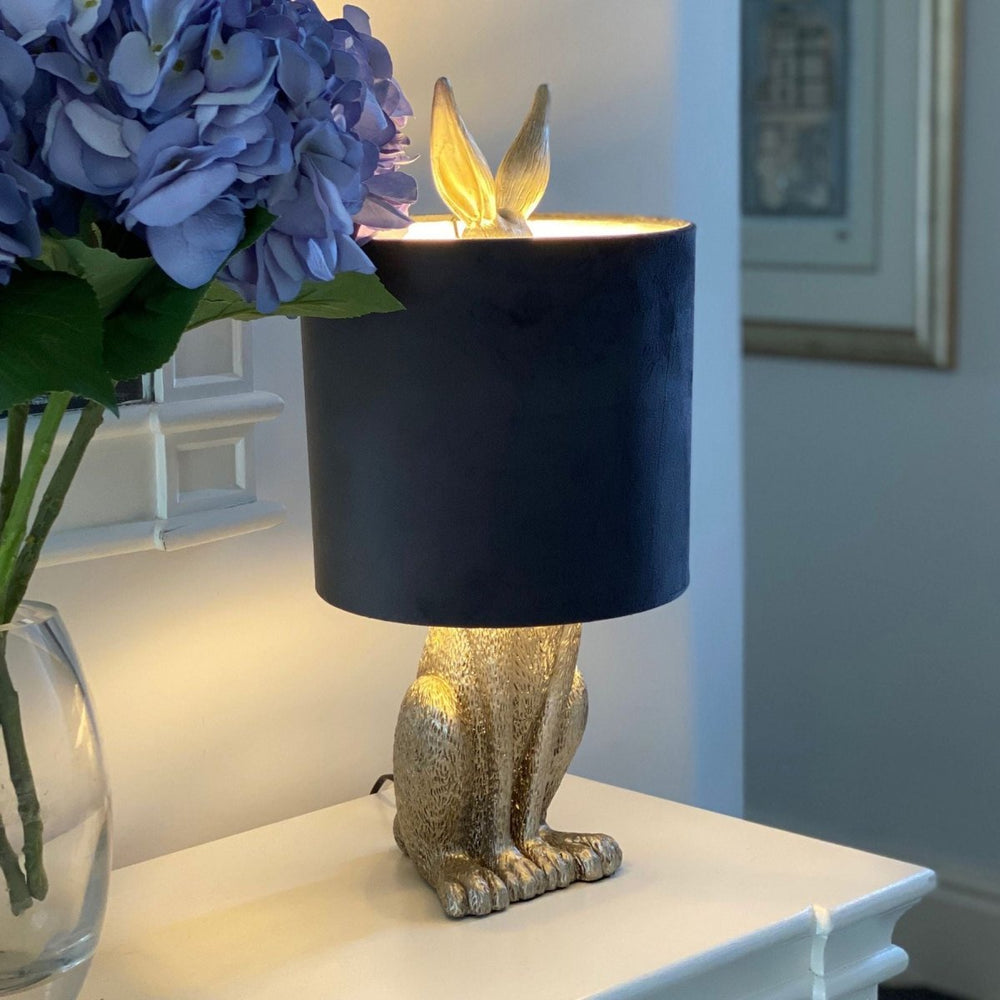 
                      
                        Silver Hare Table Lamp With Grey Velvet Shade - Lighting
                      
                    