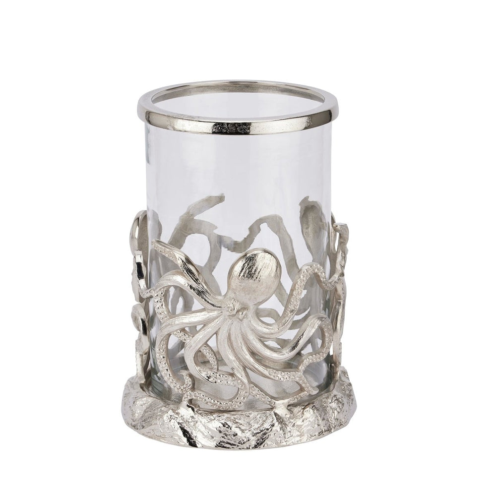 Silver Octopus Candle Hurricane Lantern - Home Accents