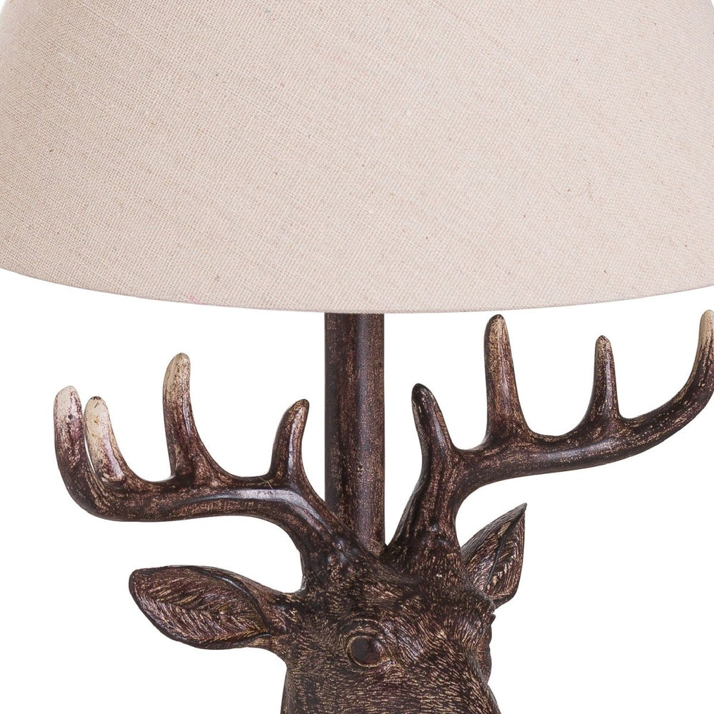 
                      
                        Stag Head Table Lamp With Linen Shade - Lighting
                      
                    