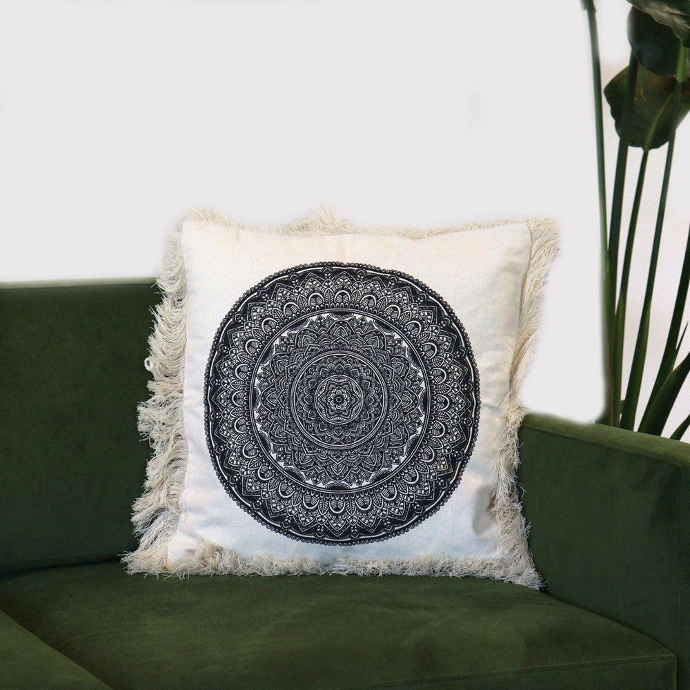 
                      
                        Traditional Mandala Cushion Cover - Black -
                      
                    